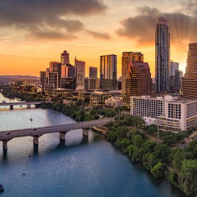 Downtown Austin Texas with capital and riverfront